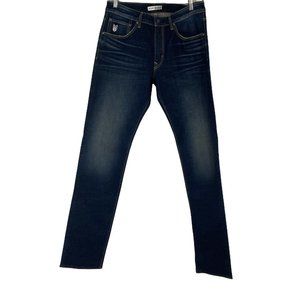 Marwin Sports Mens Dark Blue Flat Front Straight Leg Casual Denim Jeans Size 34